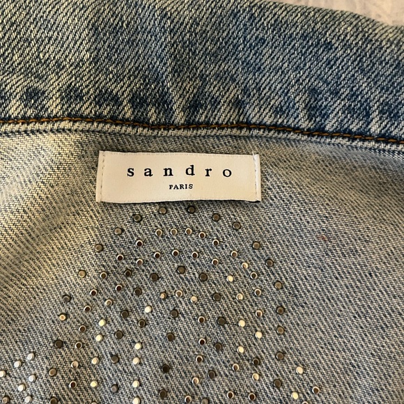 Sandro Eriko Denim Jacket with Pearls - Size Large (Sandro Size 3)$745 - Picture 12 of 16